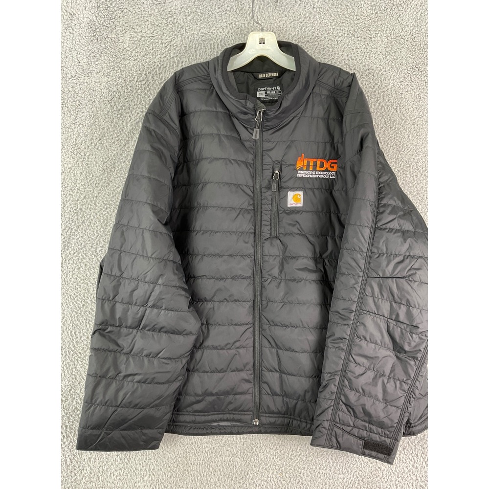 Carhartt Rain Defender Puffer Jacket Mens 3XL Black Quilted Insulated ITDG Logo